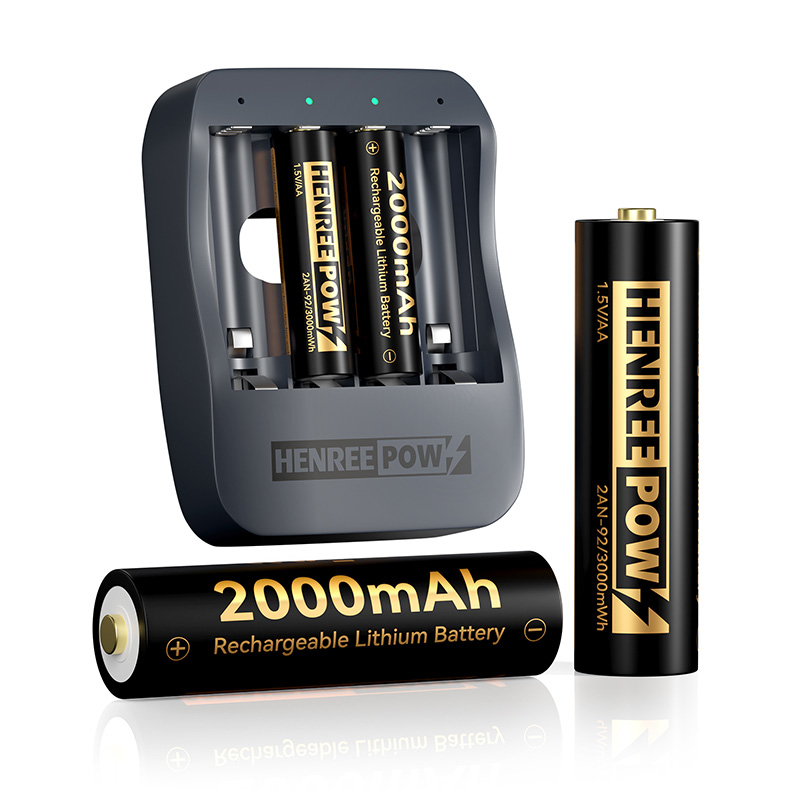 Henreepow AA 2000mAh 1.5V Cadhnraí Litiam Ard -Acmhainneachta