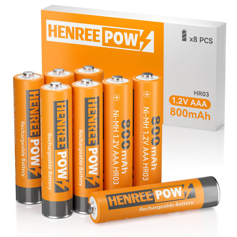 Henreepow AAA 800Mah 1.2V Ard-Acmhainn Ni-MH Battery In-athluchtaithe